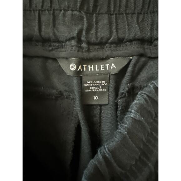 Athleta Cabo Linen Elastic Waist Drawstring Jogger Pants Black Size 10 - Picture 8 of 10